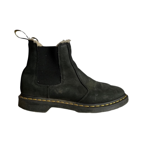 Dr. Martens 2976 Leonore black leather Chelsea boots fur lining size 10 - Picture 6 of 7